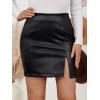 imageLILLUSORY Womens Leather Mini Fall Skirt with SlitBlack