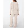 imageLILLUSORY Womens Lounge Sets 2 Piece Matching Pajamas Fall Fashion 2025 Ribbed Knit Outfits Long Sleeve Casual SweatsuitsApricot