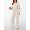 imageLILLUSORY Womens Lounge Sets 2 Piece Matching Pajamas Fall Fashion 2025 Ribbed Knit Outfits Long Sleeve Casual SweatsuitsApricot