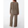 imageLILLUSORY Womens Lounge Sets 2 Piece Matching Pajamas Fall Fashion 2025 Ribbed Knit Outfits Long Sleeve Casual SweatsuitsBrown