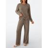 imageLILLUSORY Womens Lounge Sets 2 Piece Matching Pajamas Fall Fashion 2025 Ribbed Knit Outfits Long Sleeve Casual SweatsuitsBrown