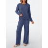 imageLILLUSORY Womens Lounge Sets 2 Piece Matching Pajamas Fall Fashion 2025 Ribbed Knit Outfits Long Sleeve Casual SweatsuitsDarkblue