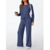 imageLILLUSORY Womens Lounge Sets 2 Piece Matching Pajamas Fall Fashion 2025 Ribbed Knit Outfits Long Sleeve Casual SweatsuitsDarkblue