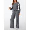 imageLILLUSORY Womens Lounge Sets 2 Piece Matching Pajamas Fall Fashion 2025 Ribbed Knit Outfits Long Sleeve Casual SweatsuitsDarkgrey