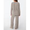 imageLILLUSORY Womens Lounge Sets 2 Piece Matching Pajamas Fall Fashion 2025 Ribbed Knit Outfits Long Sleeve Casual SweatsuitsKhaki