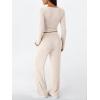 imageLILLUSORY Womens Lounge Sets 2 Piece Outfits Long Sleeve Two Piece Pajamas Ribbed Knit Fall 2025 Outfits Casual ClothesApricot