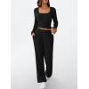 imageLILLUSORY Womens Lounge Sets 2 Piece Outfits Long Sleeve Two Piece Pajamas Ribbed Knit Fall 2025 Outfits Casual ClothesBlack