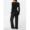 imageLILLUSORY Womens Lounge Sets 2 Piece Outfits Long Sleeve Two Piece Pajamas Ribbed Knit Fall 2025 Outfits Casual ClothesBlack
