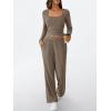 imageLILLUSORY Womens Lounge Sets 2 Piece Outfits Long Sleeve Two Piece Pajamas Ribbed Knit Fall 2025 Outfits Casual ClothesBrown