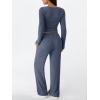 imageLILLUSORY Womens Lounge Sets 2 Piece Outfits Long Sleeve Two Piece Pajamas Ribbed Knit Fall 2025 Outfits Casual ClothesDarkblue