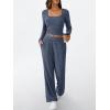 imageLILLUSORY Womens Lounge Sets 2 Piece Outfits Long Sleeve Two Piece Pajamas Ribbed Knit Fall 2025 Outfits Casual ClothesDarkblue