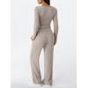 imageLILLUSORY Womens Lounge Sets 2 Piece Outfits Long Sleeve Two Piece Pajamas Ribbed Knit Fall 2025 Outfits Casual ClothesKhaki