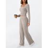 imageLILLUSORY Womens Lounge Sets 2 Piece Outfits Long Sleeve Two Piece Pajamas Ribbed Knit Fall 2025 Outfits Casual ClothesKhaki