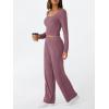 imageLILLUSORY Womens Lounge Sets 2 Piece Outfits Long Sleeve Two Piece Pajamas Ribbed Knit Fall 2025 Outfits Casual ClothesWinered