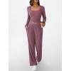 imageLILLUSORY Womens Lounge Sets 2 Piece Outfits Long Sleeve Two Piece Pajamas Ribbed Knit Fall 2025 Outfits Casual ClothesWinered