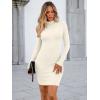 imageLILLUSORY Womens Mock Neck Ribbed Knit Long Sleeve Party Bodycon Mini DressesBeige