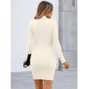 imageLILLUSORY Womens Mock Neck Ribbed Knit Long Sleeve Party Bodycon Mini DressesBeige