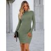 imageLILLUSORY Womens Mock Neck Ribbed Knit Long Sleeve Party Bodycon Mini DressesGreen
