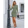 imageLILLUSORY Womens Mock Neck Ribbed Knit Long Sleeve Party Bodycon Mini DressesGreen