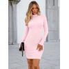 imageLILLUSORY Womens Mock Neck Ribbed Knit Long Sleeve Party Bodycon Mini DressesPink