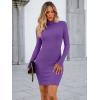 imageLILLUSORY Womens Mock Neck Ribbed Knit Long Sleeve Party Bodycon Mini DressesPurple