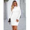 imageLILLUSORY Womens Mock Neck Ribbed Knit Long Sleeve Party Bodycon Mini DressesWhite
