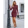 imageLILLUSORY Womens Mock Neck Ribbed Knit Long Sleeve Party Bodycon Mini DressesWine Red