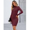 imageLILLUSORY Womens Mock Neck Ribbed Knit Long Sleeve Party Bodycon Mini DressesWine Red