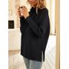 imageLILLUSORY Womens Mock Turtleneck Sweaters Oversized Long Sleeve Casual Knit Pullover 2025 Tunic Tops Wear with LeggingsBlack