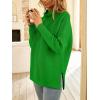 imageLILLUSORY Womens Mock Turtleneck Sweaters Oversized Long Sleeve Casual Knit Pullover 2025 Tunic Tops Wear with LeggingsBright Green