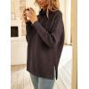 imageLILLUSORY Womens Mock Turtleneck Sweaters Oversized Long Sleeve Casual Knit Pullover 2025 Tunic Tops Wear with LeggingsCoffee