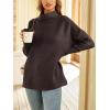 imageLILLUSORY Womens Mock Turtleneck Sweaters Oversized Long Sleeve Casual Knit Pullover 2025 Tunic Tops Wear with LeggingsCoffee