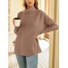 imageLILLUSORY Womens Mock Turtleneck Sweaters Oversized Long Sleeve Casual Knit Pullover 2025 Tunic Tops Wear with LeggingsDark Apricot