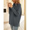 imageLILLUSORY Womens Mock Turtleneck Sweaters Oversized Long Sleeve Casual Knit Pullover 2025 Tunic Tops Wear with LeggingsDarkgrey