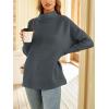 imageLILLUSORY Womens Mock Turtleneck Sweaters Oversized Long Sleeve Casual Knit Pullover 2025 Tunic Tops Wear with LeggingsDarkgrey