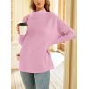 imageLILLUSORY Womens Mock Turtleneck Sweaters Oversized Long Sleeve Casual Knit Pullover 2025 Tunic Tops Wear with LeggingsDeep Pink