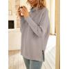 imageLILLUSORY Womens Mock Turtleneck Sweaters Oversized Long Sleeve Casual Knit Pullover 2025 Tunic Tops Wear with LeggingsLightapricot