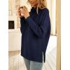 imageLILLUSORY Womens Mock Turtleneck Sweaters Oversized Long Sleeve Casual Knit Pullover 2025 Tunic Tops Wear with LeggingsNavy Blue