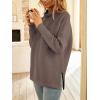 imageLILLUSORY Womens Mock Turtleneck Sweaters Oversized Long Sleeve Casual Knit Pullover 2025 Tunic Tops Wear with LeggingsNutmeg