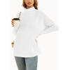imageLILLUSORY Womens Mock Turtleneck Sweaters Oversized Long Sleeve Casual Knit Pullover 2025 Tunic Tops Wear with LeggingsWhite