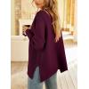 imageLILLUSORY Womens Mock Turtleneck Sweaters Oversized Long Sleeve Casual Knit Pullover 2025 Tunic Tops Wear with LeggingsWine Red