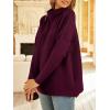 imageLILLUSORY Womens Mock Turtleneck Sweaters Oversized Long Sleeve Casual Knit Pullover 2025 Tunic Tops Wear with LeggingsWine Red