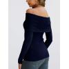 imageLILLUSORY Womens Off The Shoulder Sweater Fall Long Sleeve Going Out Y2k Tops Winter Date Night OutfitsDark Blue