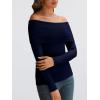 imageLILLUSORY Womens Off The Shoulder Sweater Fall Long Sleeve Going Out Y2k Tops Winter Date Night OutfitsDark Blue