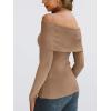 imageLILLUSORY Womens Off The Shoulder Sweater Fall Long Sleeve Going Out Y2k Tops Winter Date Night OutfitsKhaki