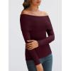 imageLILLUSORY Womens Off The Shoulder Sweater Fall Long Sleeve Going Out Y2k Tops Winter Date Night OutfitsWine Red