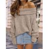 imageLILLUSORY Womens Off The Shoulder Sweater Oversized Batwing Sleeve Loose Pullover Sweaters TopsApricot