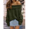 imageLILLUSORY Womens Off The Shoulder Sweater Oversized Batwing Sleeve Loose Pullover Sweaters TopsArmy Green