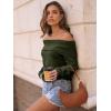 imageLILLUSORY Womens Off The Shoulder Sweater Oversized Batwing Sleeve Loose Pullover Sweaters TopsArmy Green