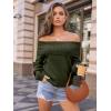 imageLILLUSORY Womens Off The Shoulder Sweater Oversized Batwing Sleeve Loose Pullover Sweaters TopsArmy Green